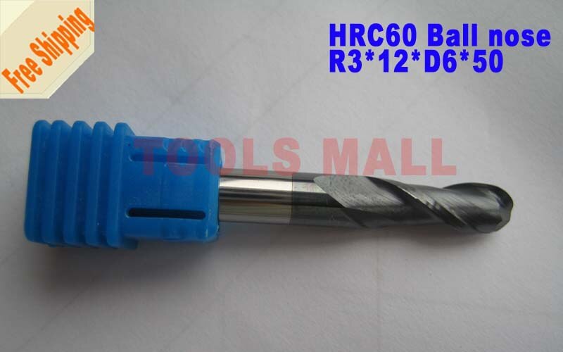 3pcs 6mm 2 ÷Ʈ    Ʈ и  ī̵ CNC   Ʈ hrc60 R3 * 12 * D6 * 50